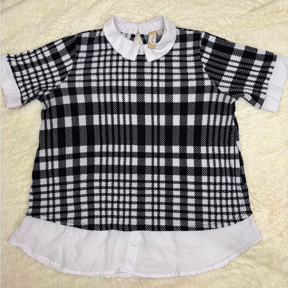 Misia women Collared top white/black shirt Size L
